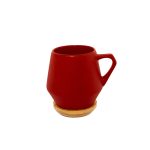 SEVILLA - eco-neutral Ceramic Mug with Bamboo Lid - Red - Image 2