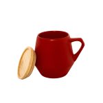 SEVILLA - eco-neutral Ceramic Mug with Bamboo Lid - Red - Image 3