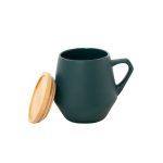 SEVILLA - eco-neutral Ceramic Mug with Bamboo Lid - Dark Green - Image 3