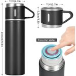 SAFFLE - Giftology Family Set of Vacuum Flask & Two Cups - Black - Image 2