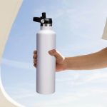 CERVO - Hans Larsen Vacuum Stainless Steel Bottle with Sports Lid - 1L - White - Image 3