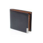 NIORT - Men's Billfold PU wallet with flip pocket - Black / Tan - Image 3