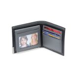 NIORT - Men's Billfold PU wallet with flip pocket - Black / Grey - Image 3