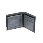 NIORT - Men's Billfold PU wallet with flip pocket - Black / Grey - Image 4