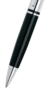 Cross Calais™ Chrome/Black Lacquer with Polished Chrome Appointments Ballpoint Pen - Image 2