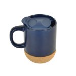 LUCCA - Giftology Ceramic Mug with Cork and Lid - Navy Blue - Image 5