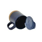 LUCCA - Giftology Ceramic Mug with Cork and Lid - Navy Blue - Image 7