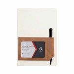 ADANA - Santhome Recycled Canvas A5 Hard Cover Notebook with PU Pocket - Beige - Image 6