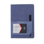 ADANA - Santhome Recycled Canvas A5 Hard Cover Notebook with PU Pocket - Navy - Image 5