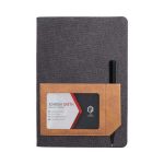 ADANA - Santhome Recycled Canvas A5 Hard Cover Notebook with PU Pocket - Black - Image 3