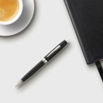 Coventry Black Lacquer with Polished Chrome Appointments Ballpoint Pen (Blue Ink) - Image 6