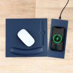 DOBERAN - @memorii 10W Wireless Charger PU Mouse Pad - Navy Blue - Image 4