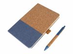 BORSA - eco-neutral A5 Cork Fabric Hard Cover Notebook and Pen Set - Blue - Image 2