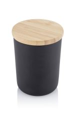 NOUM - Arabic Oudh Scented Glass Candle with Bamboo Lid - Black - Image 2