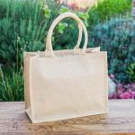Eco-neutral Jute Shopping Bag - Horizontal - White - Image 2