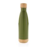 ODESSA - Giftology Double Wall Stainless Bottle with Bamboo Lid and Base - Green - Image 2
