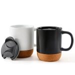 LUCCA - Giftology Ceramic Mug with Cork and Lid - Black - Image 3