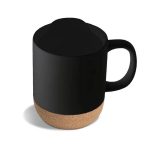 LUCCA - Giftology Ceramic Mug with Cork and Lid - Black - Image 4