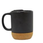 LUCCA - Giftology Ceramic Mug with Cork and Lid - Black - Image 2