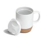 LUCCA - Giftology Ceramic Mug with Cork and Lid - White - Image 4