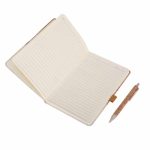 BORSA - eco-neutral Set of A5 Cork Fabric Hard Cover Notebook and Pen - White - Image 3