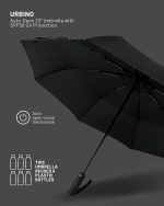 URBINO - Santhome RPET Auto-Open 23" Umbrella with SPF50 UV Protection - Black - Image 9