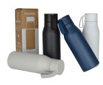 R-NEBRA - CHANGE Collection Recycled Stainless Steel Vacuum Bottle with Loop - Navy Blue - Image 6