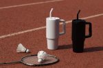 BERN - Recycled Stainless Steel Tumbler with Reusable Straw - Black - Image 2