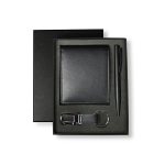 BIBURY - Set of Men's Wallet, Key Chain and Pen - Black