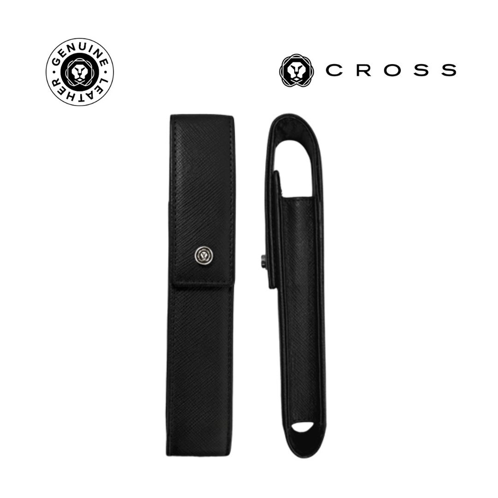 CROSS Leather Single Pen Case with Flap - Black CROSS Leather Single Pen Case with Flap - Black - Image 1