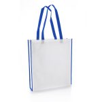 Non-Woven Shopping Bag Vertical White/R.Blue