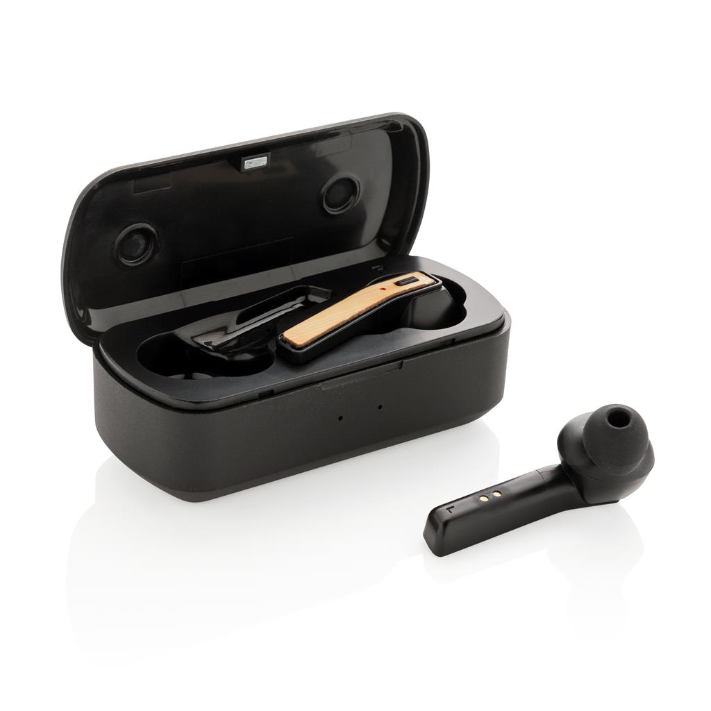 BEBRA - XD Bamboo Free Flow TWS Earbuds in Charging Case - Black BEBRA - XD Bamboo Free Flow TWS Earbuds in Charging Case - Black - Image 1