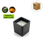 Scented Candle in Square Glass Bottle, Bamboo Lid, Oakmoss & Amber Scent - Image 2