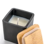 Scented Candle in Square Glass Bottle, Bamboo Lid, Oakmoss & Amber Scent - Image 4