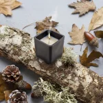 Scented Candle in Square Glass Bottle, Bamboo Lid, Oakmoss & Amber Scent - Image 5