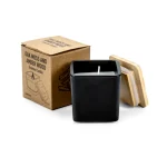 Scented Candle in Square Glass Bottle, Bamboo Lid, Oakmoss & Amber Scent - Image 6